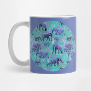 Sweet Elephants in Bright Teal, Pink and Purple Mug